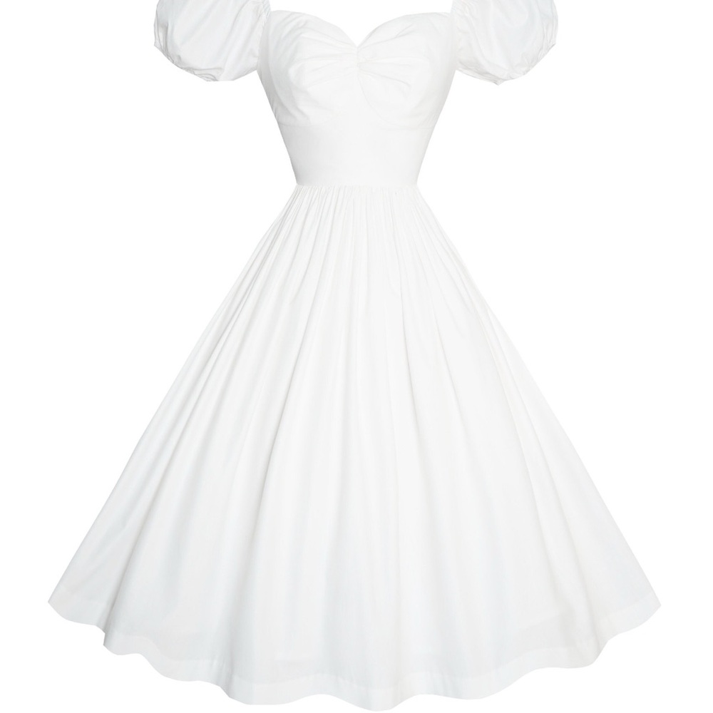 Valentina Dress by Hearts and Found Retro inspired White Puff Sleeve Dress XL